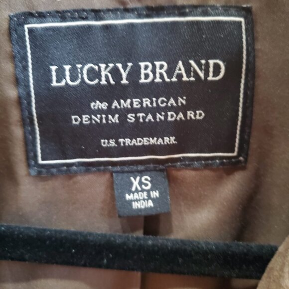 Lucky Brand Suede Trucker Jacket Olive/Army Green XS - Picture 3 of 4